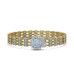 23.78 ctw Aquamarine & Diamond Bracelet 14K Yellow Gold