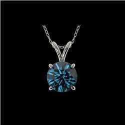 1.25 ctw Certified Intense Blue Diamond Necklace 10K White Gold