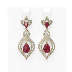 8.96 ctw Ruby & Diamond Earrings 18K Yellow Gold