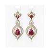 Image 1 : 8.96 ctw Ruby & Diamond Earrings 18K Yellow Gold