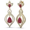 Image 2 : 8.96 ctw Ruby & Diamond Earrings 18K Yellow Gold