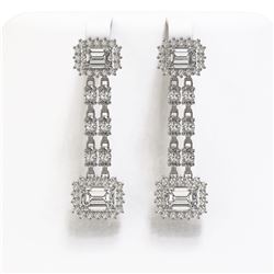 7.92 ctw Emerald Cut & Oval Diamond Earrings 18K White Gold