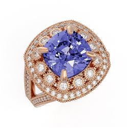 6.72 ctw Certified Tanzanite & Diamond Victorian Ring 14K Rose Gold