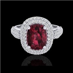 3.10 ctw Garnet & Micro Pave VS/SI Diamond Certified Ring 10K White Gold
