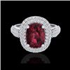 Image 1 : 3.10 ctw Garnet & Micro Pave VS/SI Diamond Certified Ring 10K White Gold