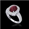 Image 2 : 3.10 ctw Garnet & Micro Pave VS/SI Diamond Certified Ring 10K White Gold