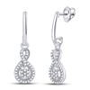 Image 1 : 10kt White Gold Round Diamond Framed Cluster Dangle Earrings 1/5 Cttw