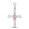 Image 1 : Two-tone Sterling Silver Round Diamond Dainty Cross Pendant .02 Cttw