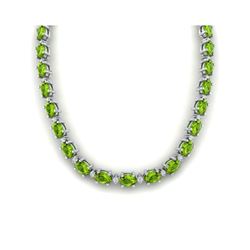46.5 ctw Peridot & VS/SI Diamond Eternity Necklace 10K White Gold