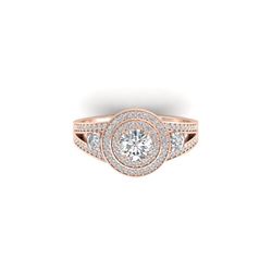 1.50 ctw Certified VS/SI Diamond Art Deco 3 Stone Ring 14K Rose Gold