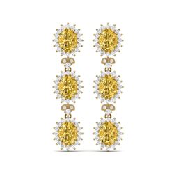 19.06 ctw Canary Citrine & VS Diamond Earrings 18K Yellow Gold