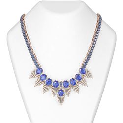 85.42 ctw Tanzanite & Diamond Necklace 18K Rose Gold