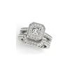 Image 1 : 1.05 ctw Certified VS/SI Cushion Diamond 2pc Set Ring Halo 14K White Gold