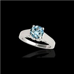 1 ctw SI Certified Fancy Blue Diamond Solitaire Ring 10K White Gold