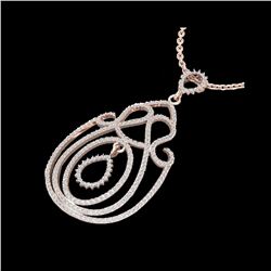 2 ctw Micro Pave Designer VS/SI Diamond Necklace 14K Rose Gold