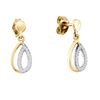 Image 1 : 10kt Yellow Gold Round Diamond Teardrop Dangle Screwback Earrings 1/8 Cttw