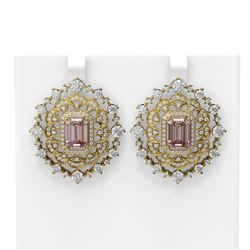 16.37 ctw Morganite & Diamond Earrings 18K Yellow Gold