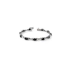 7.11 ctw Blue Sapphire & Diamond Bracelet 10K White Gold