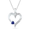 Image 1 : Sterling Silver Lab-Created Blue Sapphire & Diamond Heart Pendant 1/4 Cttw