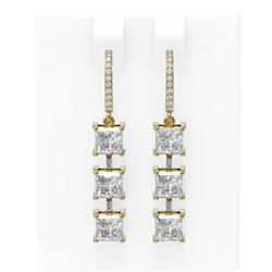 5.03 ctw Princess Diamond Earrings 18K Yellow Gold