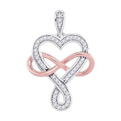 10kt Two-tone Gold Round Diamond Heart Infinity Pendant 1/8 Cttw