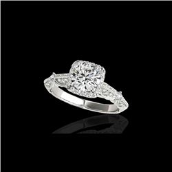1.36 ctw Certified Diamond Solitaire Halo Ring 10K White Gold