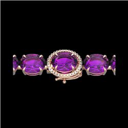 78 ctw Amethyst & Micro VS/SI Diamond Bracelet 14K Rose Gold