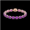 Image 2 : 78 ctw Amethyst & Micro VS/SI Diamond Bracelet 14K Rose Gold