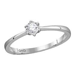 10kt White Gold Round Diamond Solitaire Bridal Wedding Engagement Ring 1/8 Cttw