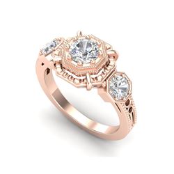 1.01 ctw VS/SI Diamond Solitaire Art Deco 3 Stone Ring 18K Rose Gold