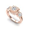 Image 1 : 1.01 ctw VS/SI Diamond Solitaire Art Deco 3 Stone Ring 18K Rose Gold