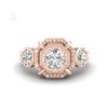 Image 2 : 1.01 ctw VS/SI Diamond Solitaire Art Deco 3 Stone Ring 18K Rose Gold