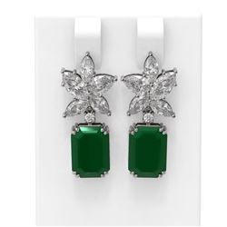 15.19 ctw Emerald & Diamond Earrings 18K White Gold