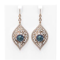 2.78 ctw Diamond and Pearl Earrings 18K Rose Gold