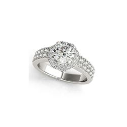 0.9 ctw Certified VS/SI Diamond Halo Ring 18K White Gold