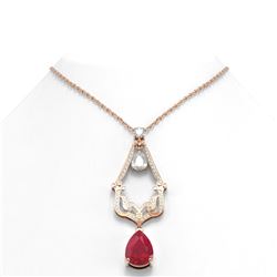 13.6 ctw Ruby & Diamond Necklace 18K Rose Gold
