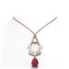 Image 1 : 13.6 ctw Ruby & Diamond Necklace 18K Rose Gold