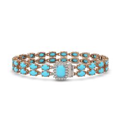 20.36 ctw Turquoise & Diamond Bracelet 14K Rose Gold