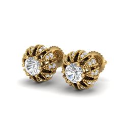 2.01 ctw VS/SI Diamond Art Deco Micro Pave Stud Earrings 18K Yellow Gold