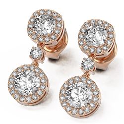 3 ctw Cushion Cut Diamond Designer Earrings 18K Rose Gold