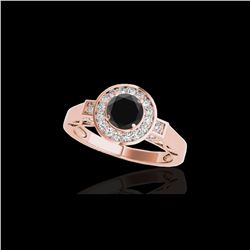 1.5 ctw Certified VS Black Diamond Solitaire Halo Ring 10K Rose Gold