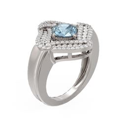 3.12 ctw Aquamarine & Diamond Ring 18K White Gold