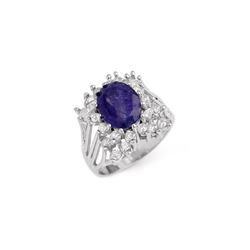4.44 ctw Tanzanite & Diamond Ring 14K White Gold