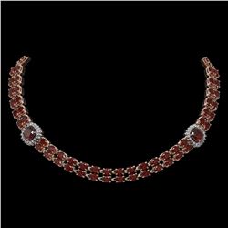 33.54 ctw Garnet & Diamond Necklace 14K Rose Gold