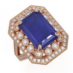 11.98 ctw Certified Sapphire & Diamond Victorian Ring 14K Rose Gold