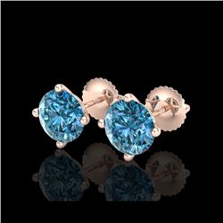 3.01 ctw Fancy Intense Blue Diamond Art Deco Earrings 18K Rose Gold