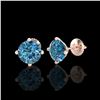 Image 2 : 3.01 ctw Fancy Intense Blue Diamond Art Deco Earrings 18K Rose Gold