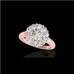 2.09 ctw Certified Diamond Solitaire Halo Ring 10K Rose Gold