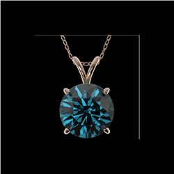 2.50 ctw Certified Intense Blue Diamond Necklace 10K Rose Gold