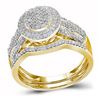Image 1 : 10kt Yellow Gold Round Diamond Cluster Bridal Wedding Engagement Ring Band Set 1/2 Cttw